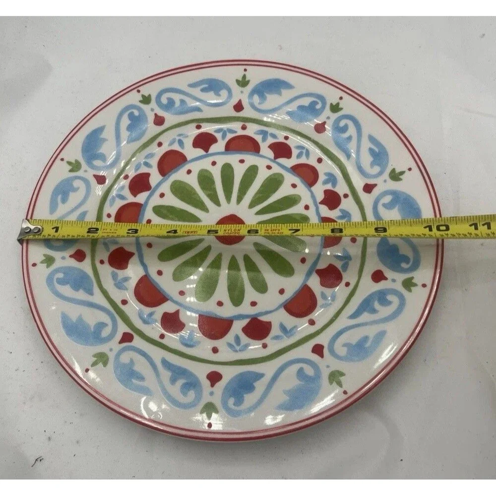 Dover & York Mediterranean Dinner Plates Set of 2 Colorful Spanish Ceramic